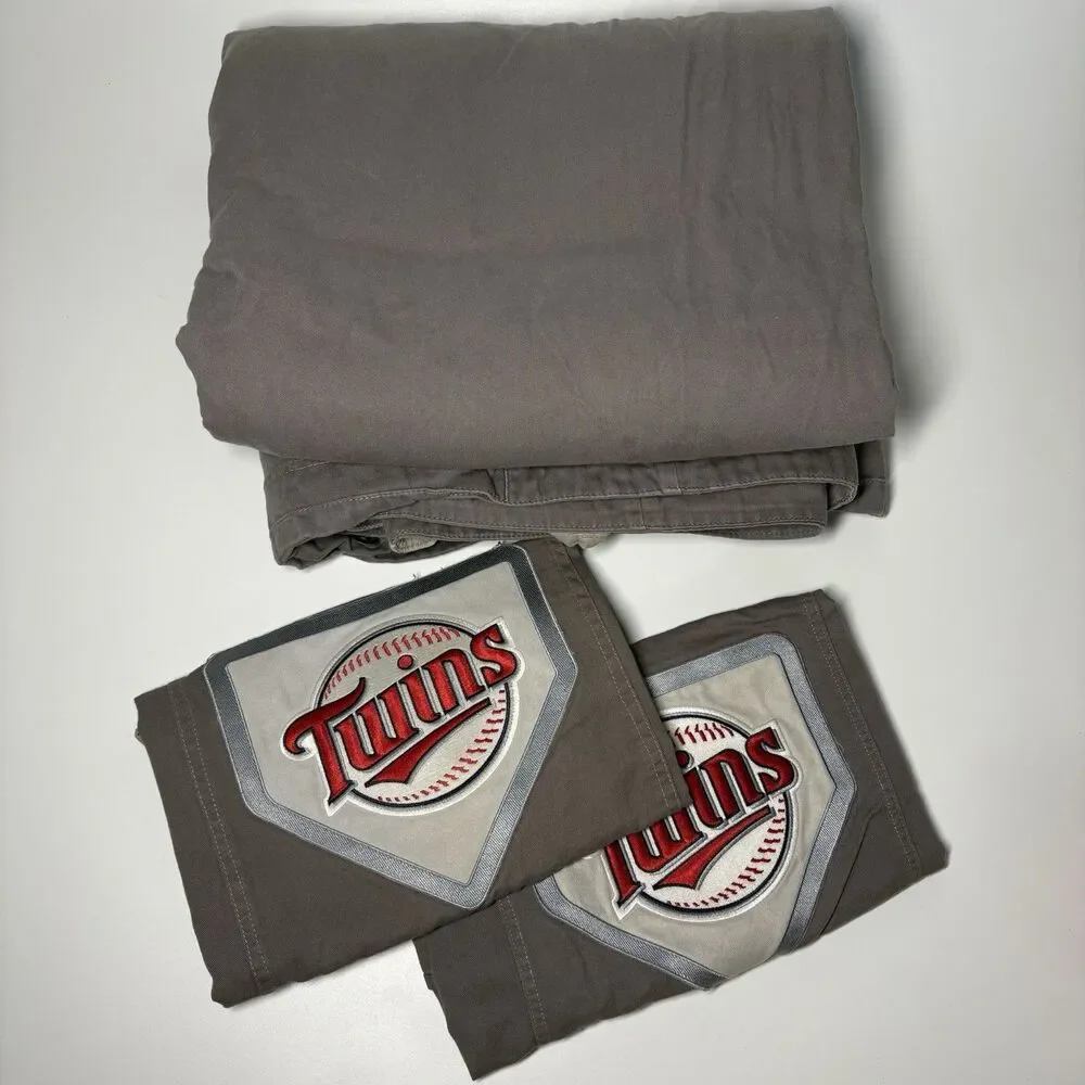 Pottery Barn Teen Minnesota Twins Baseball Duvet & Shams Set Full/Queen Gray